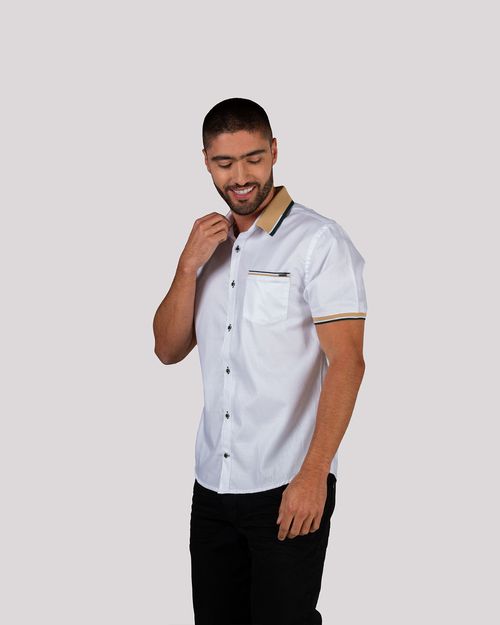 Camisa blanca manga corta para hombre