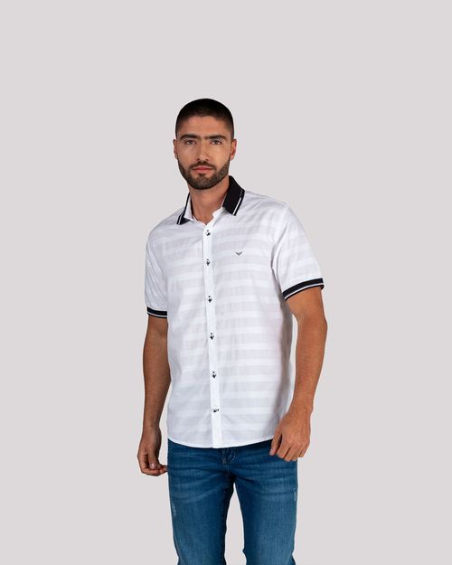Camisa blanca manga corta para hombre