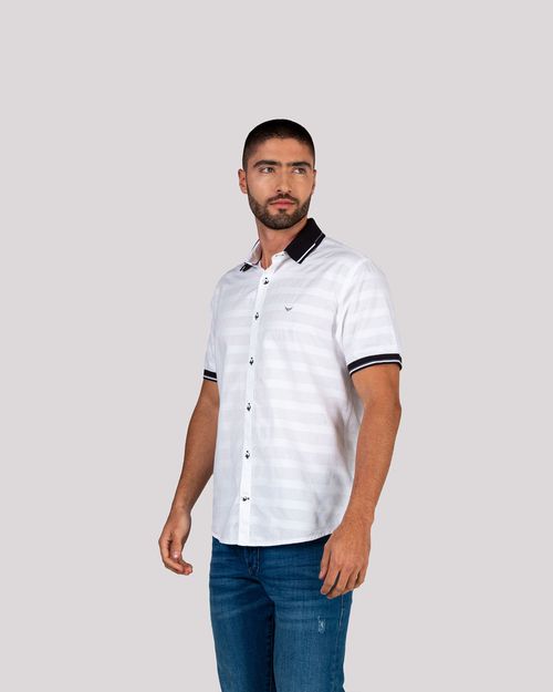 Camisa blanca manga corta para hombre