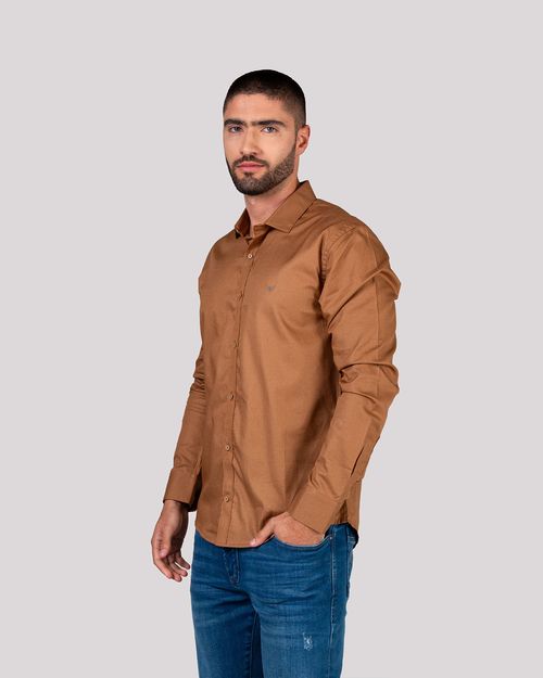Camisa ocre manga larga para hombre