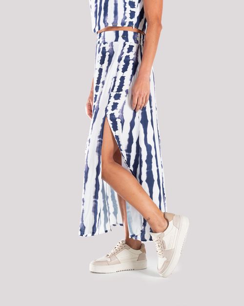 Falda azul estampada para mujer