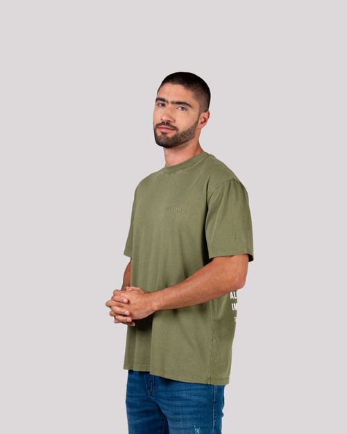 Camiseta verde estampado espalda para hombre