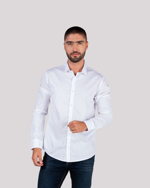 Camisa blanca manga larga para hombre