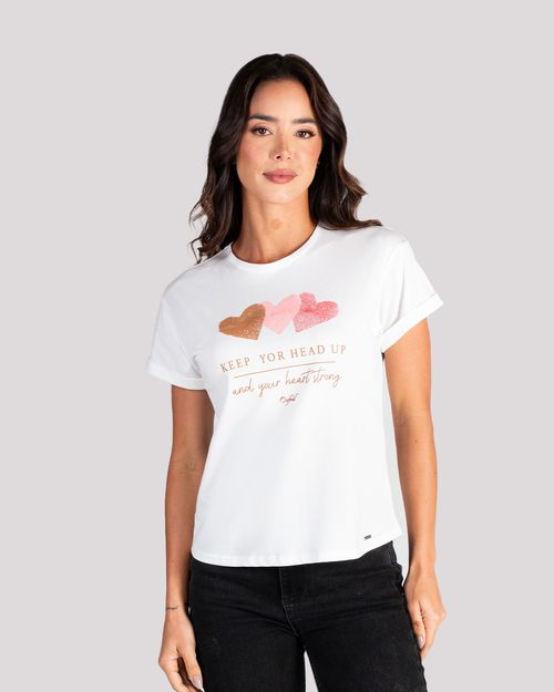 Camiseta ivory estampado frontal para mujer