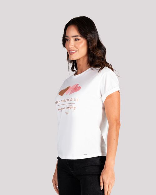 Camiseta ivory estampado frontal para mujer