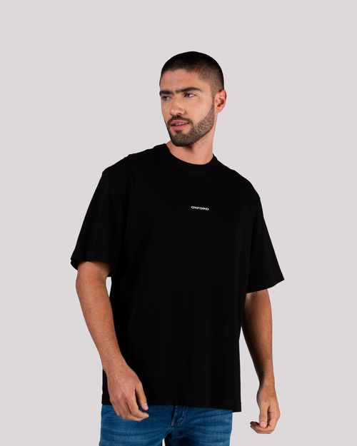 Camiseta negra oversize estampado espalda para hombre