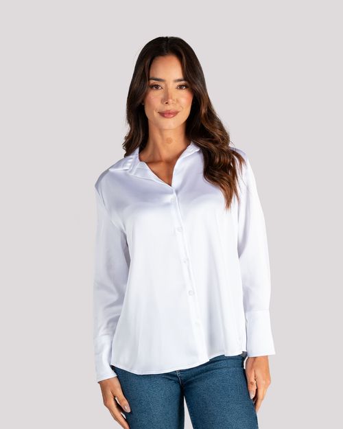 Camisa blanca manga larga para mujer