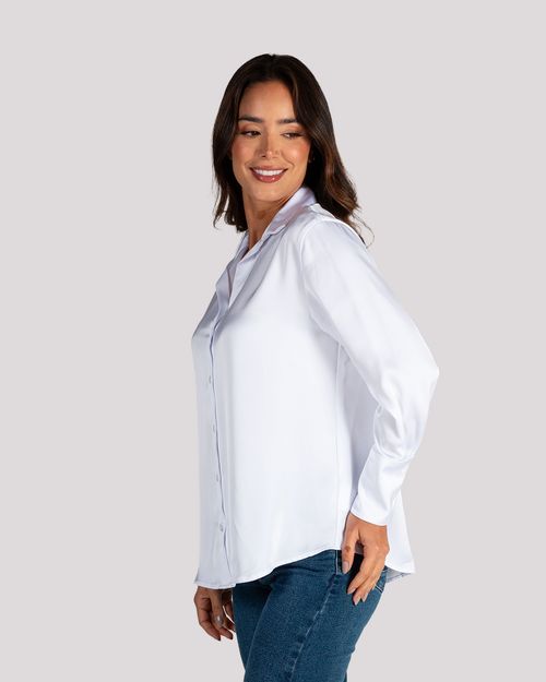 Camisa blanca manga larga para mujer