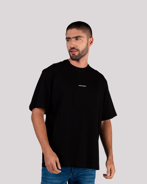 Camiseta negra oversize estampado espalda para hombre