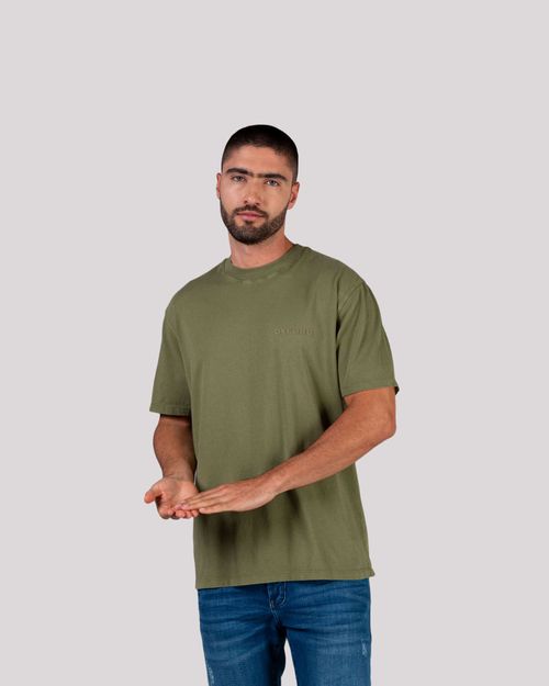Camiseta verde estampado espalda para hombre