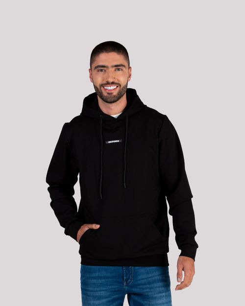 Buzo negro estampado espalda para hombre