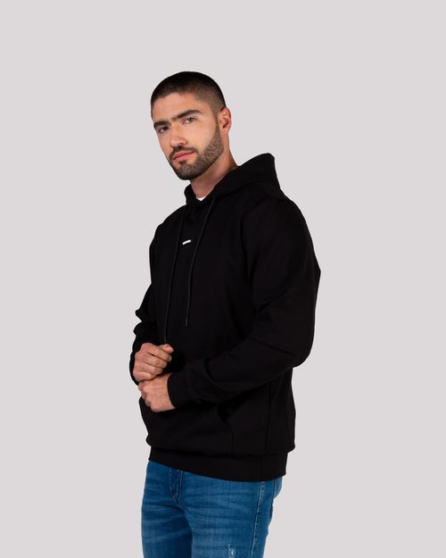 Buzo negro estampado espalda para hombre