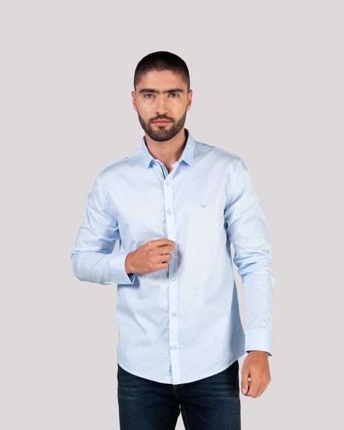 Camisa celeste manga larga para hombre