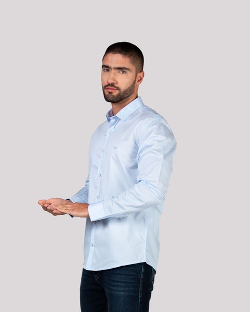 Camisa celeste manga larga para hombre