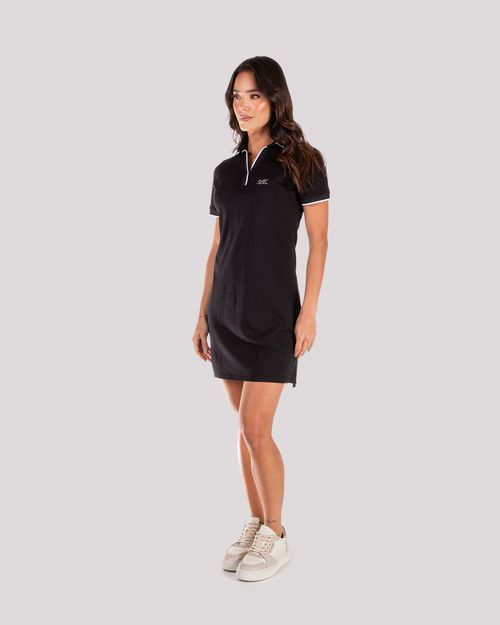Vestido negro tipo polo para mujer