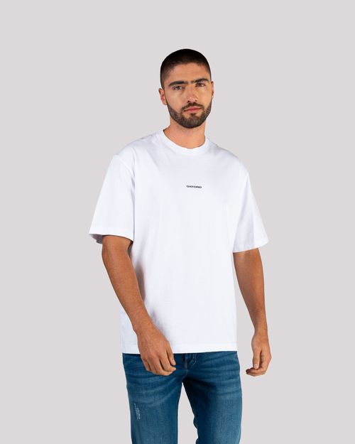 Camiseta blanca estampado espalda para hombre
