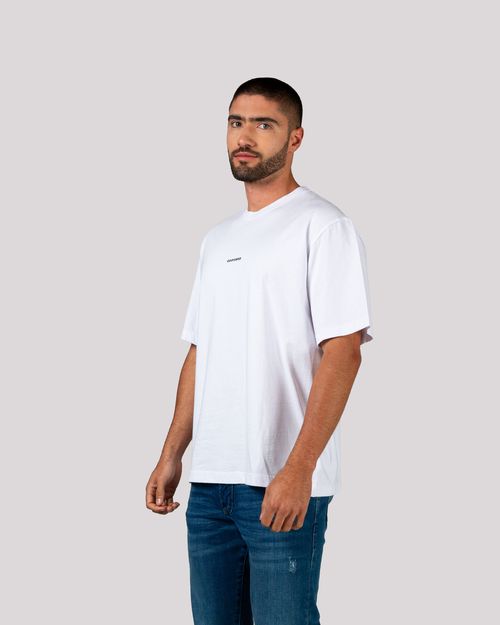 Camiseta blanca estampado espalda para hombre