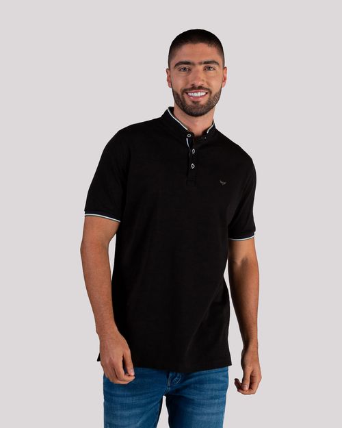 Polo negra cuello neru para hombre