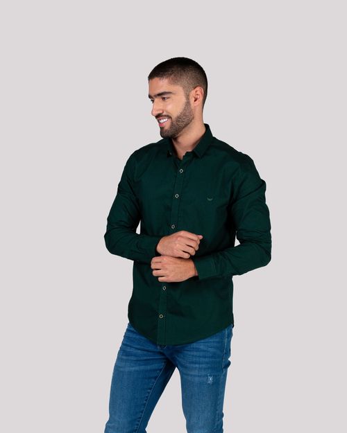 Camisa verde manga larga para hombre