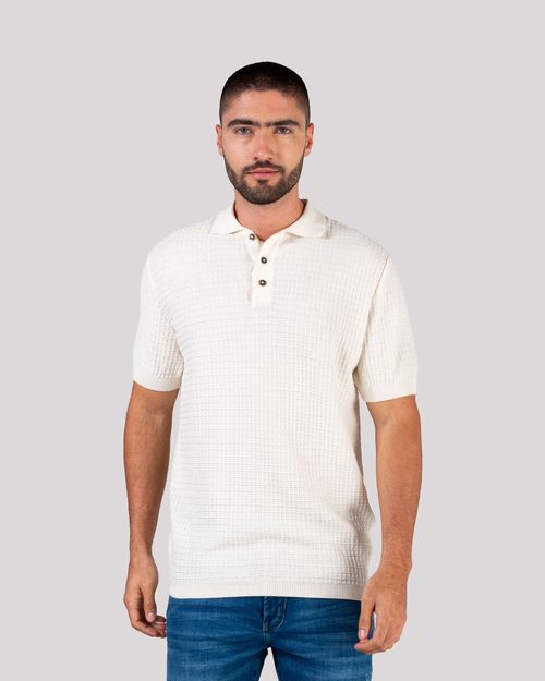 Polo tejida ivory para hombre