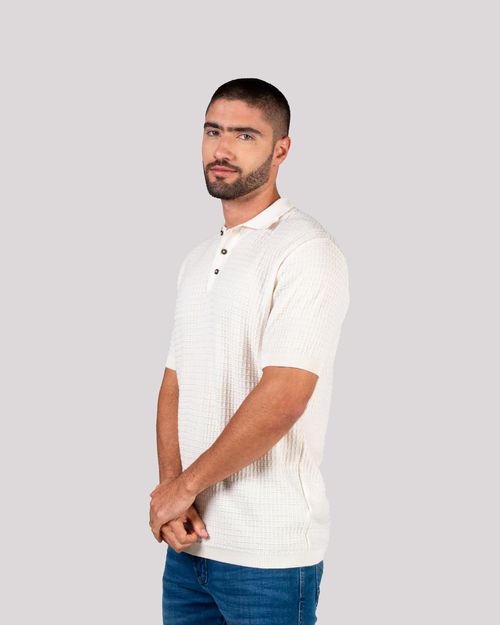 Polo tejida ivory para hombre
