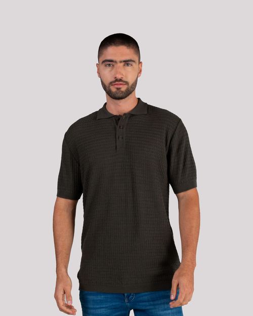 Polo verde tejida para hombre
