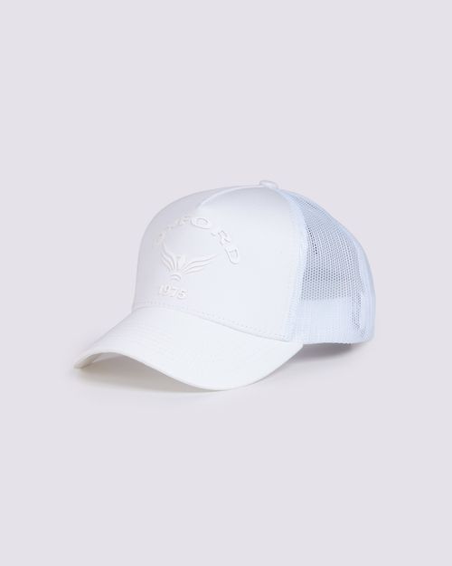 Gorra blanca texto frontal para hombre
